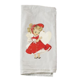 Vintage Valentine Girl With Heart Towel